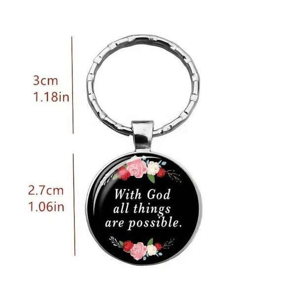 Floral Pattern Inspirational Keychain - Picture 3 of 4